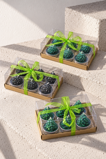 Ofset Kutu 6'lı Yılbaşı Kozalak Mum - (14x9 Cm) *40909* TUTKU-3107
