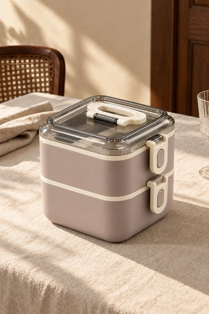 2 Katlı Kare Lunch Box 1200 ml *45340*12* TUTKU-3738