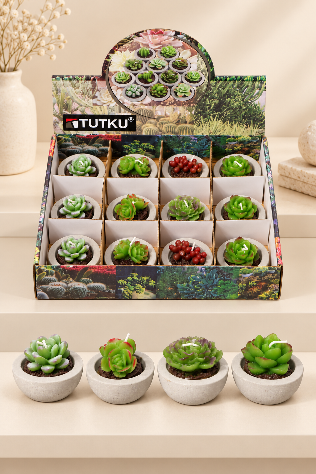 Saksılı Çiçek Mum *0547* KOD: TUTKU-2477