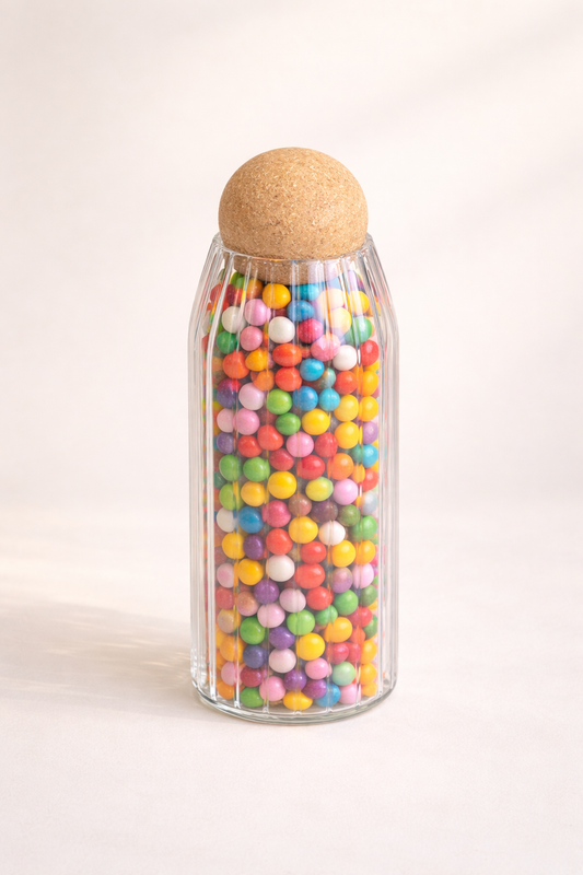 730 Ml Mantar Kapaklı Rölyefli Cam Kavanoz - 20 Cm KOD: JML-A-RM006