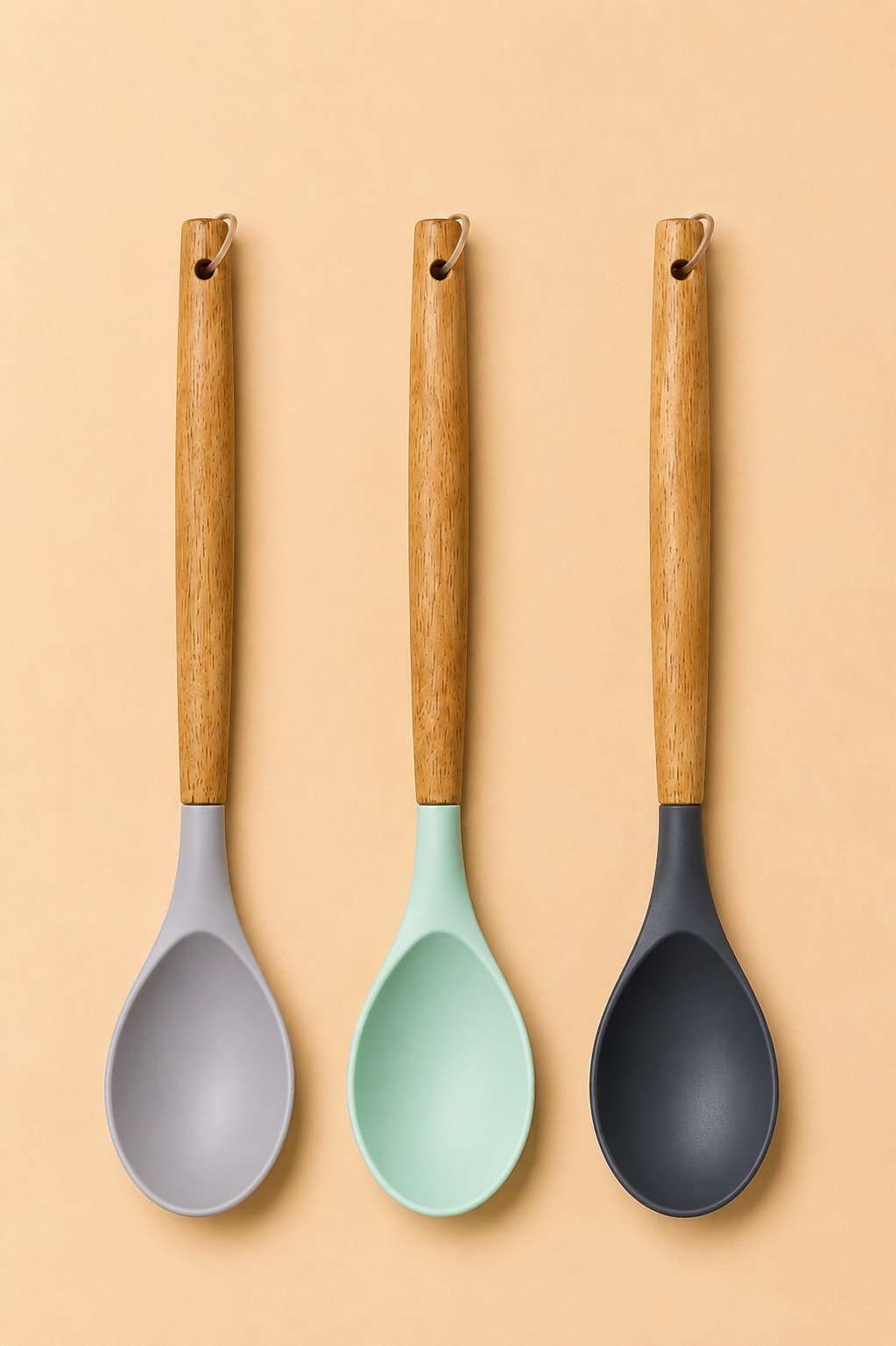 29 Cm Ahşap Saplı Silikon Kaşık KOD: TUTKU-2623