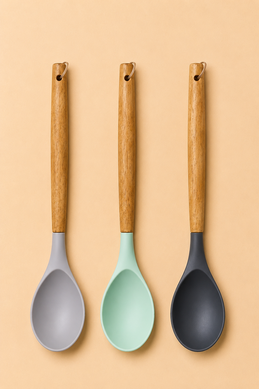 29 Cm Ahşap Saplı Silikon Kaşık KOD: TUTKU-2623