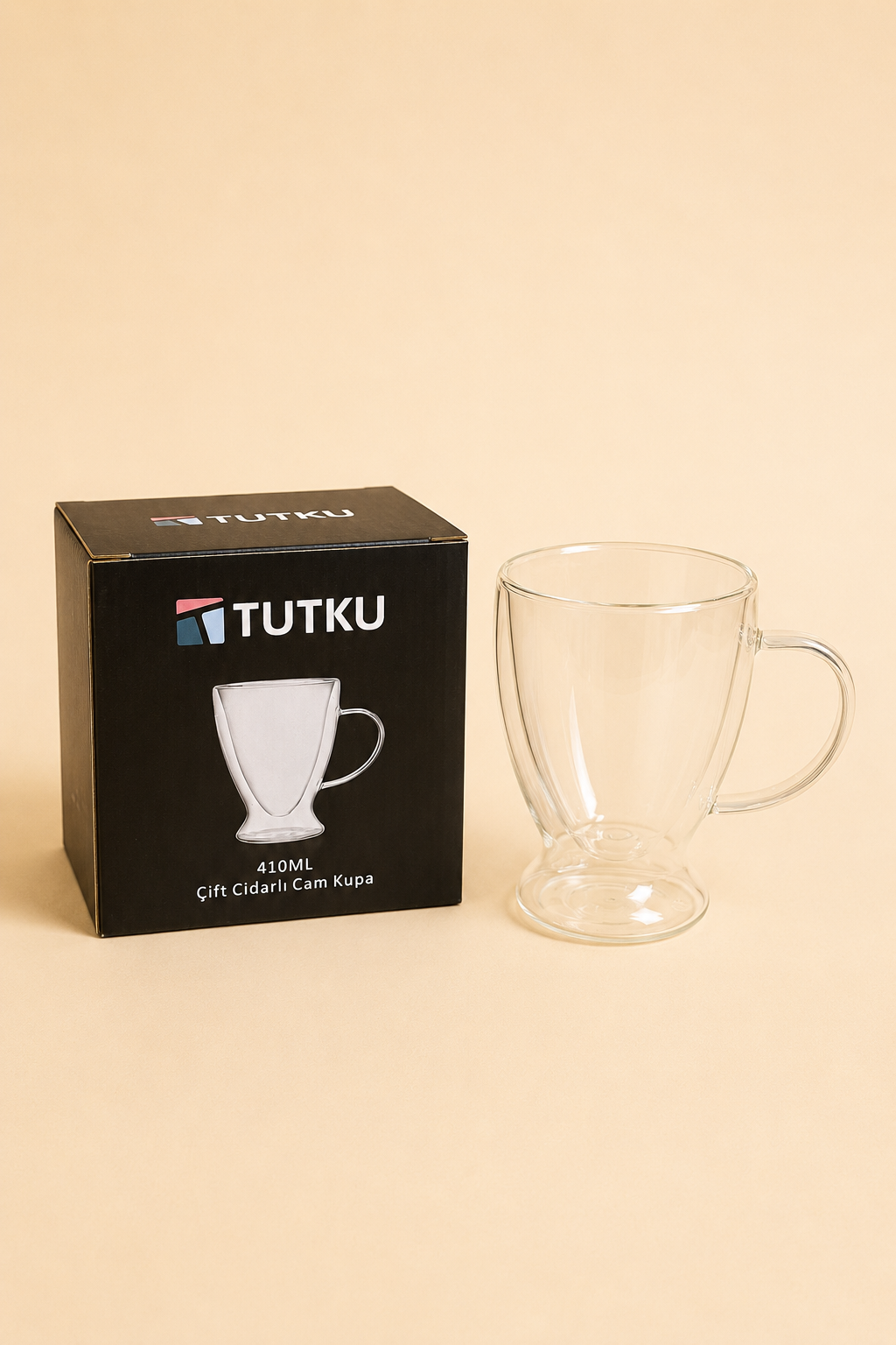 410 Ml Çift Cidarlı Cam Kupa KOD: TUTKU-1450