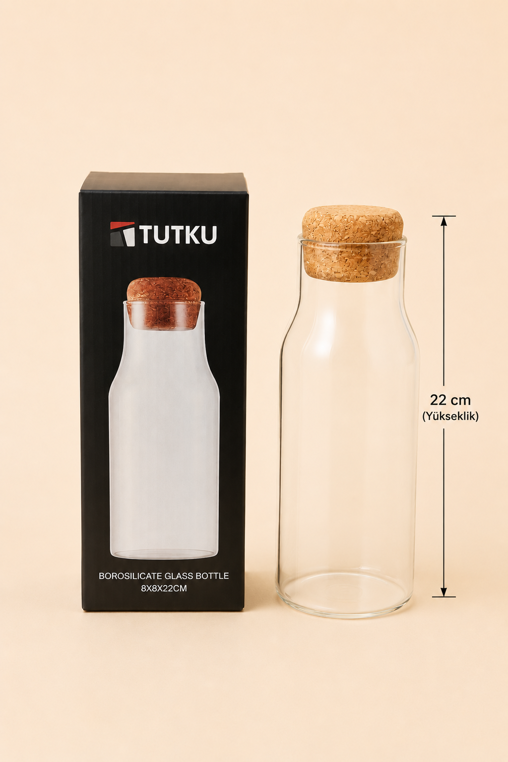 Mantar Kapaklı Cam Kavanoz Büyük KOD: TUTKU-2876
