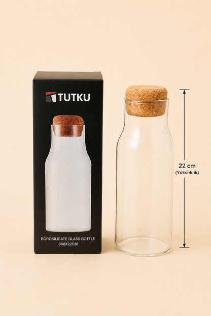 Mantar Kapaklı Cam Kavanoz Büyük KOD: TUTKU-2876