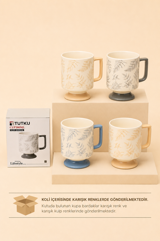300 Ml Porselen Renkli Kupa KOD: TUTKU-2638
