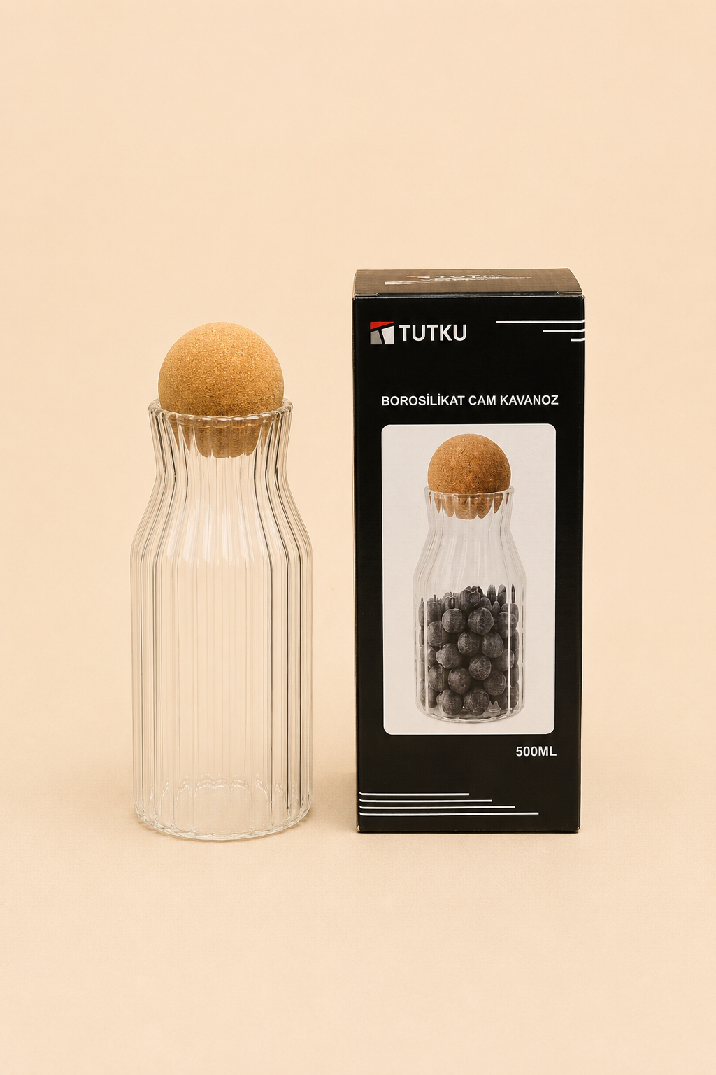 Top Kapaklı Cam Kavanoz 500 Ml KOD: TUTKU-2126