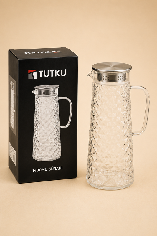 1,4 Litre Metal Kapaklı Cam Sürahi KOD: KT-095