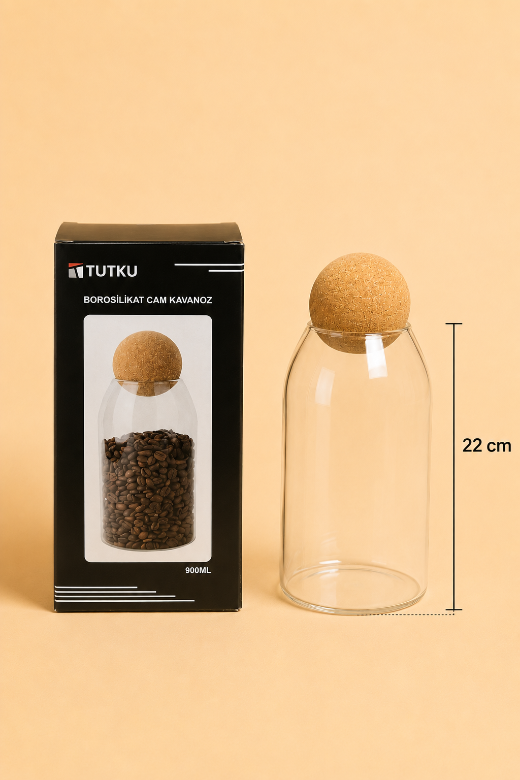 Top Kapaklı Cam Kavanoz 900 Ml KOD: TUTKU-2129