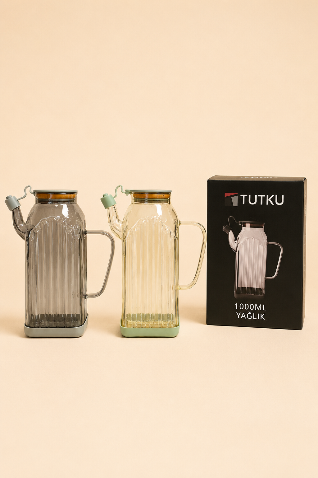 Plastik Kapak Cam Yağlık 1000 ML KOD: TUTKU-2337