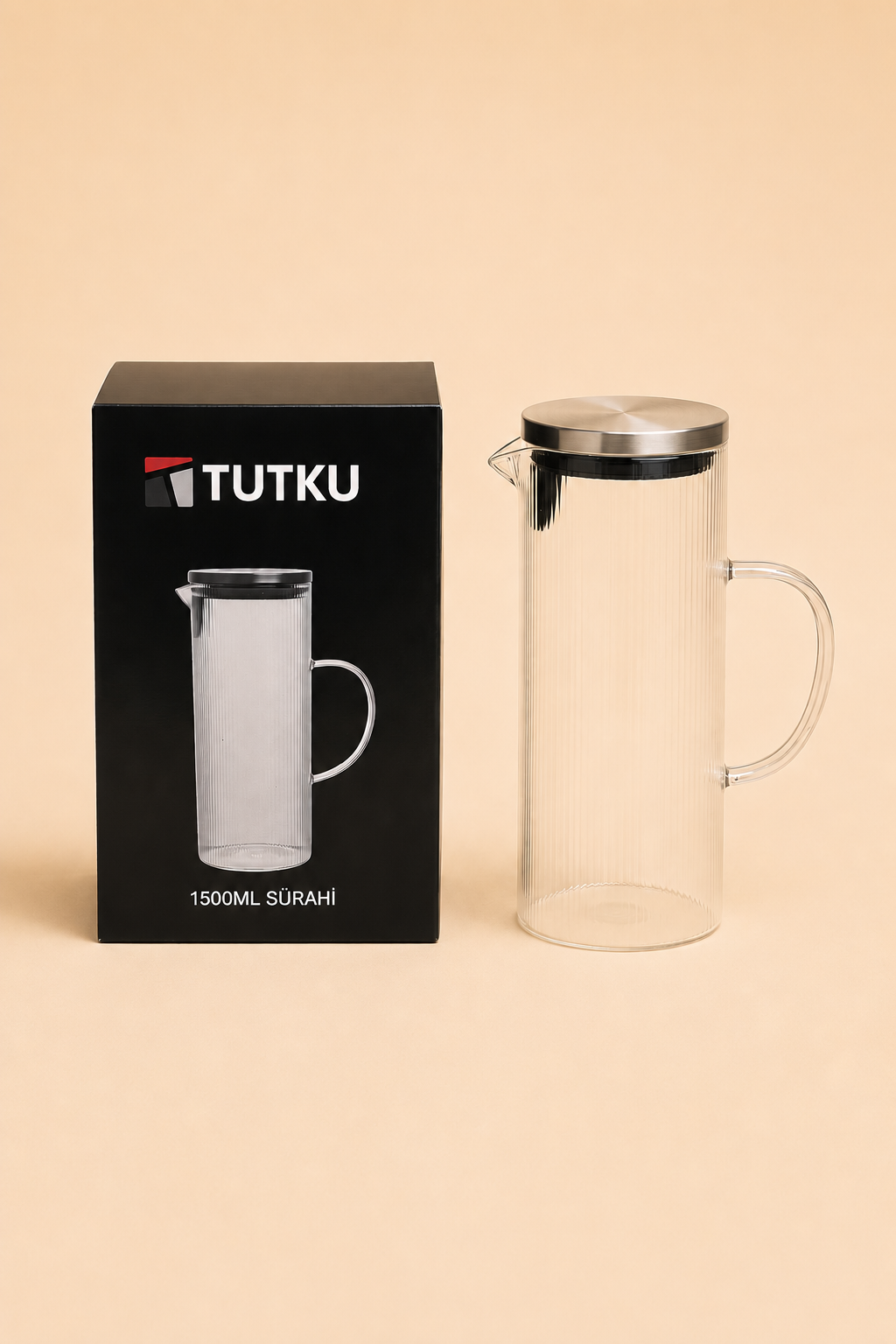 Metal Kapak Cam Sürahi 1,5 Litre KOD: TUTKU-1993
