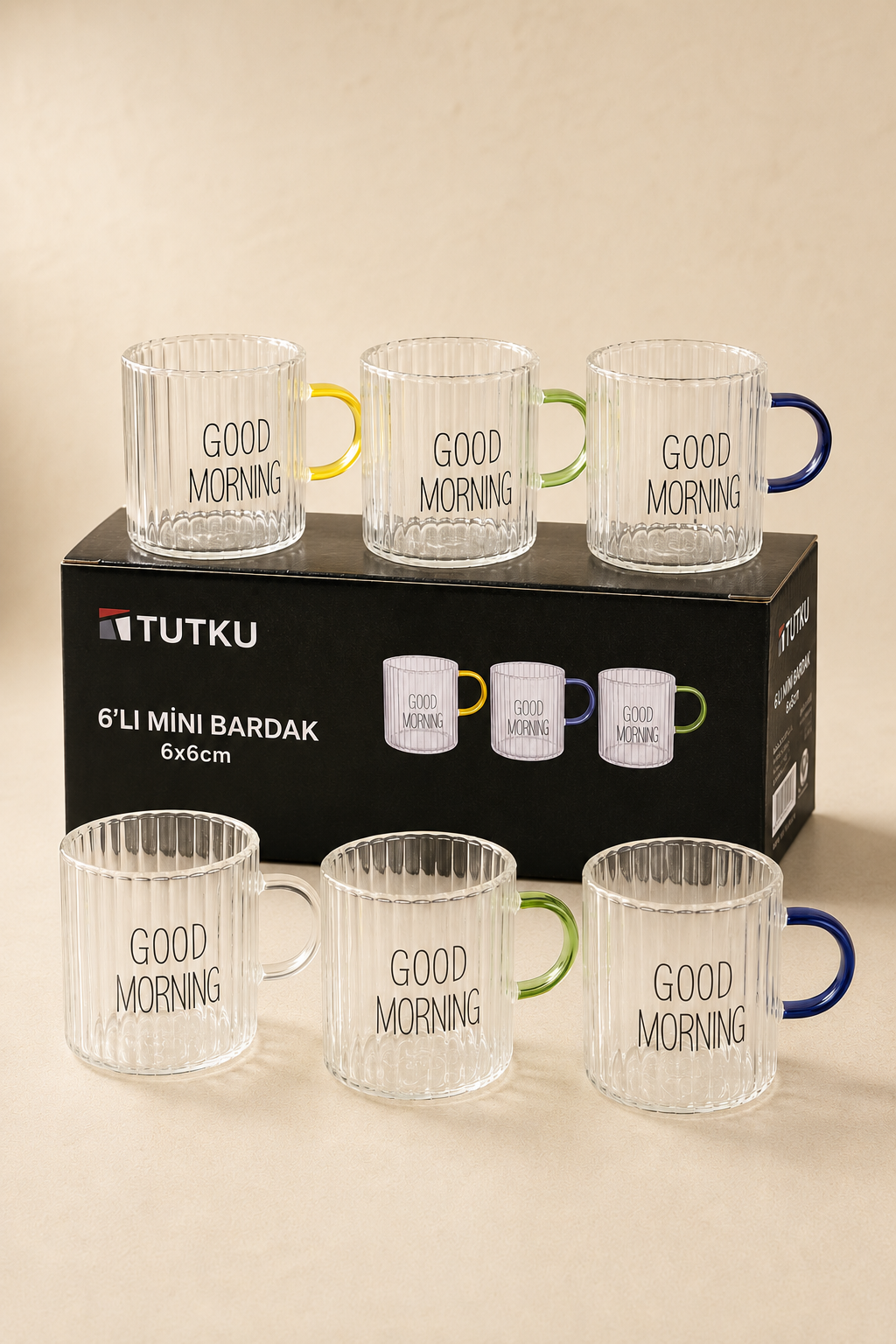 6'lı Borosilikat Cam Espresso Kupa 130 Ml (6x6 cm) KOD: TUTKU-3175