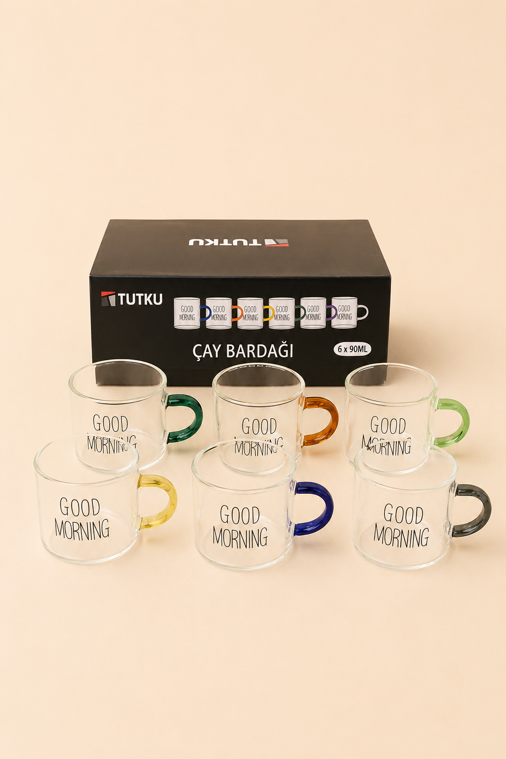 6'lı Borosilikat Cam Espresso Kupa 90 Ml KOD: TUTKU-3054
