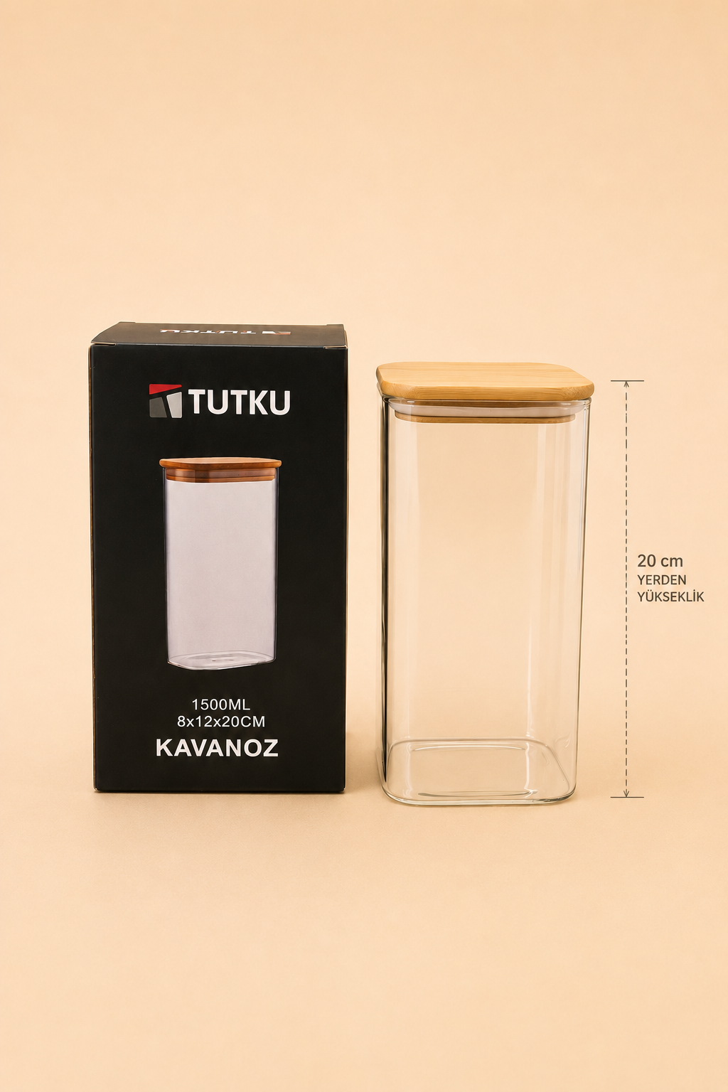 Bambu Kapak Cam Kavanoz KOD: TUTKU-3126