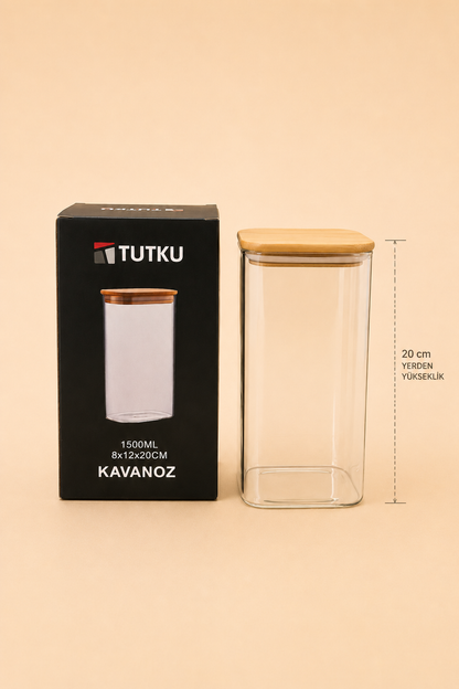 Bambu Kapak Cam Kavanoz KOD: TUTKU-3126