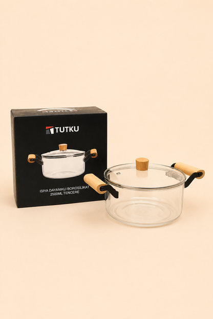 Kapaklı Cam Tencere 2,5 Litre KOD: TUTKU-2889