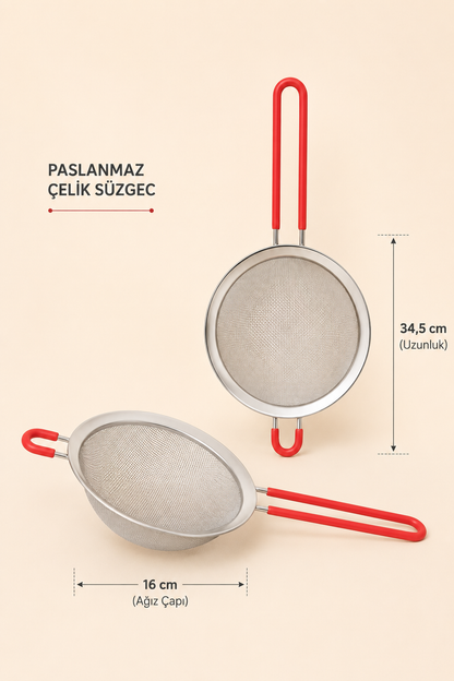 Saplı Çelik Yağ Süzgeci 16 Cm KOD: TUTKU-3301