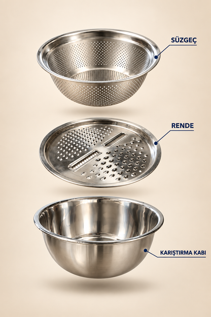 3 Parça Hazneli Çelik Rende 26 Cm - 2. görsel