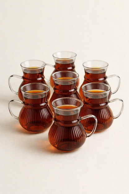 6'lı Rölyefli Tasarım Cam Bardak - 250 ML KOD: TUTKU-2451