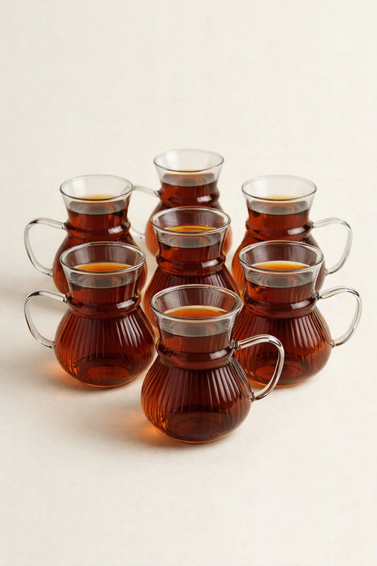 6'lı Rölyefli Tasarım Cam Bardak - 250 ML KOD: TUTKU-2451