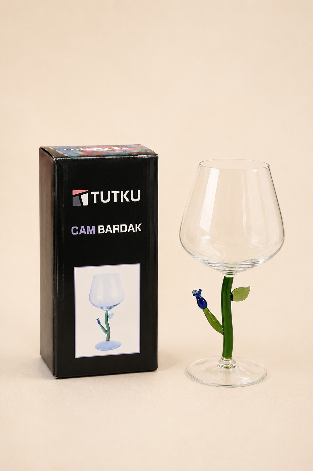Büyük Cam Kadeh Yapraklı Model (Adet) KOD: TUTKU-1296