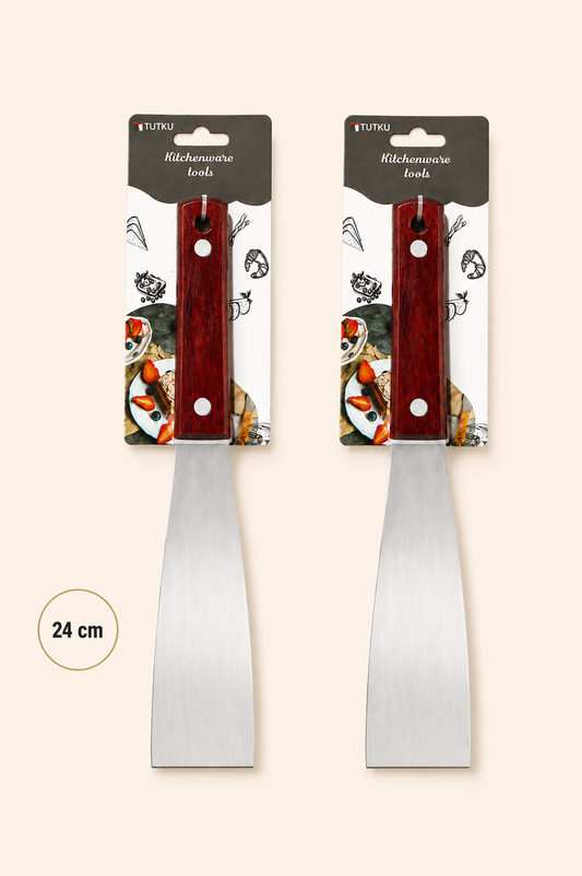 24 Cm Ahşap Saplı Metal Spatula & Kazıyıcı Küçük Boy KOD:0330