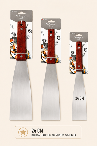 24 Cm Ahşap Saplı Metal Spatula & Kazıyıcı Küçük Boy KOD: TUTKU-2569