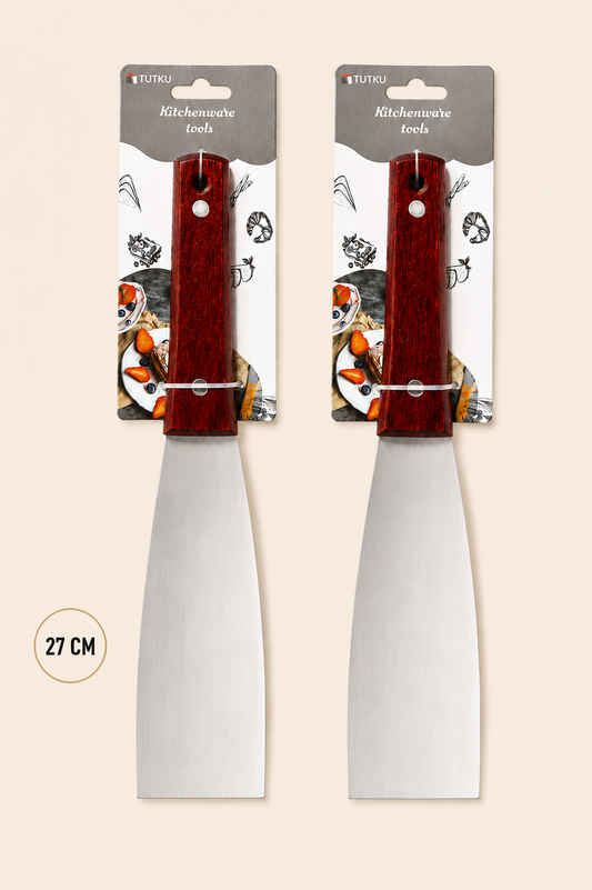 27 Cm Ahşap Saplı Metal Spatula & Kazıyıcı Orta Boy KOD: 0331