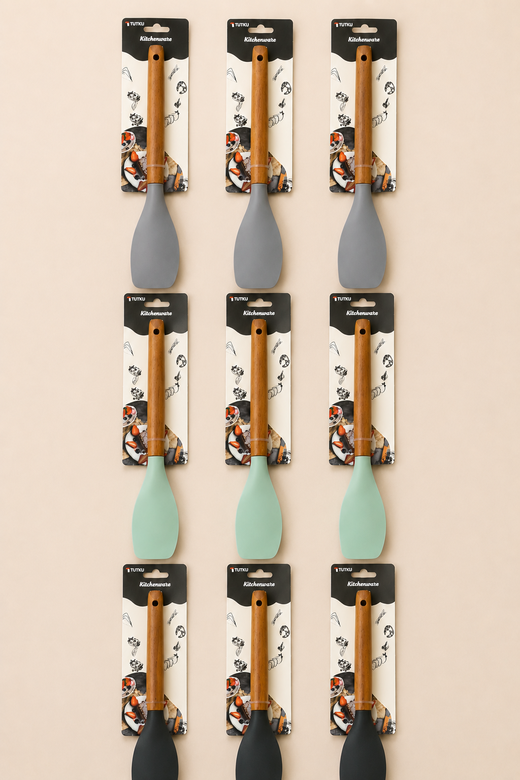 30 Cm Ahşap Saplı Silikon Spatula KOD: TUTKU-2589