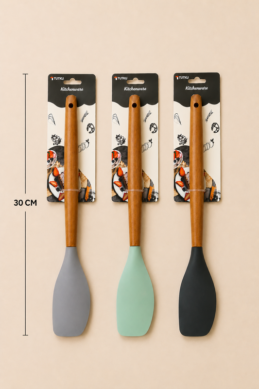 30 Cm Ahşap Saplı Silikon Spatula KOD: 0343