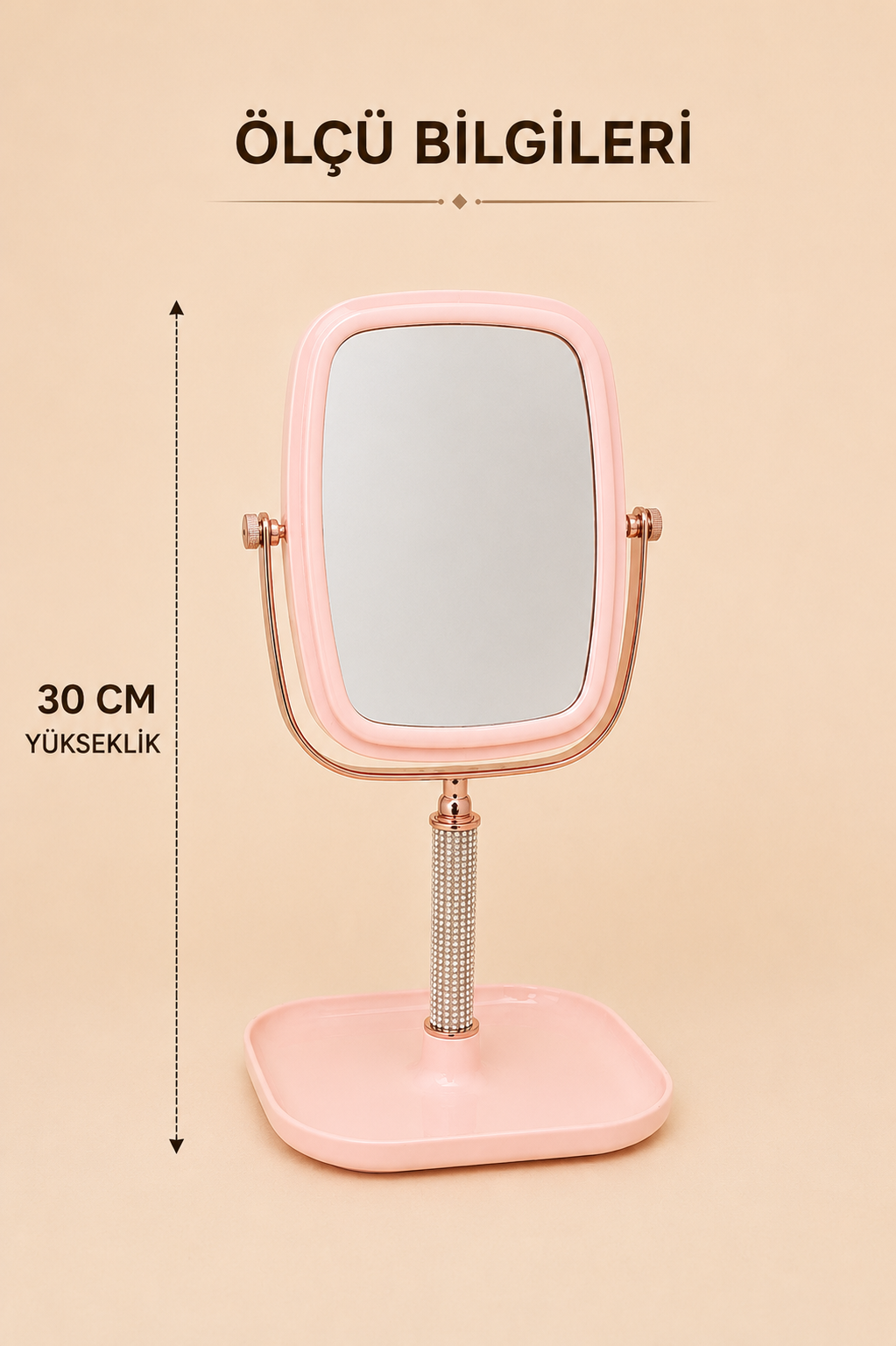 30 Cm Plastik Taşlı Kare Ayna KOD: TUTKU-831