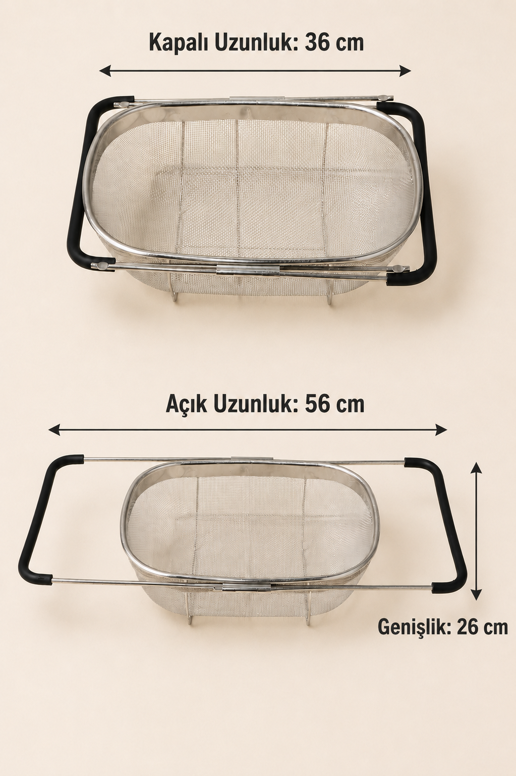 Çelik Katlanır Lavabo Süzgeci (24x34) - 2. görsel