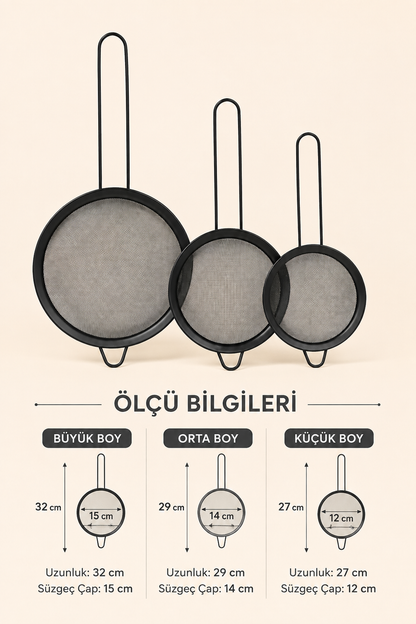 Saplı Çelik Süzgeç (12-14-16 Cm) - 2. görsel