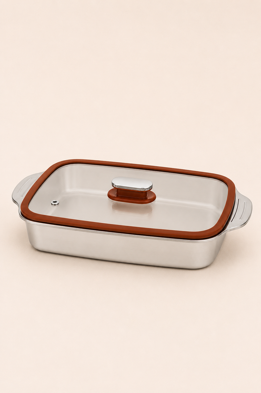 Cam Kapaklı Çelik Fırın Tepsisi (35x21 Cm) *45173* KOD: TUTKU-3588