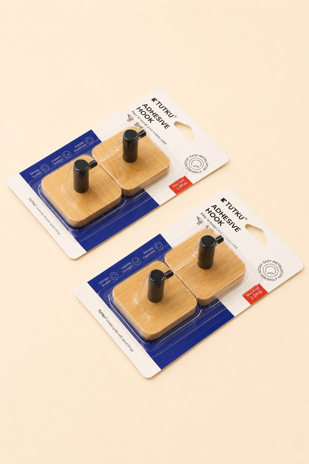 Kartelada 2'li Kare Bambu Askı 2 KG KOD:TUTKU-3469