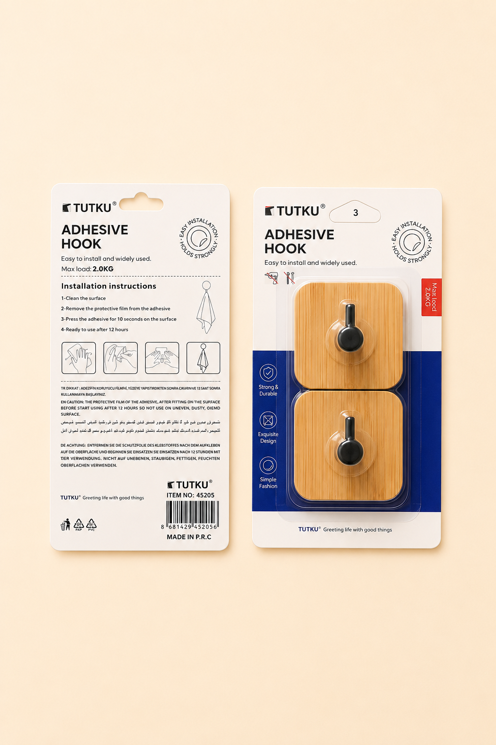 Kartelada 2'li Kare Bambu Askı 2 KG KOD:TUTKU-3469