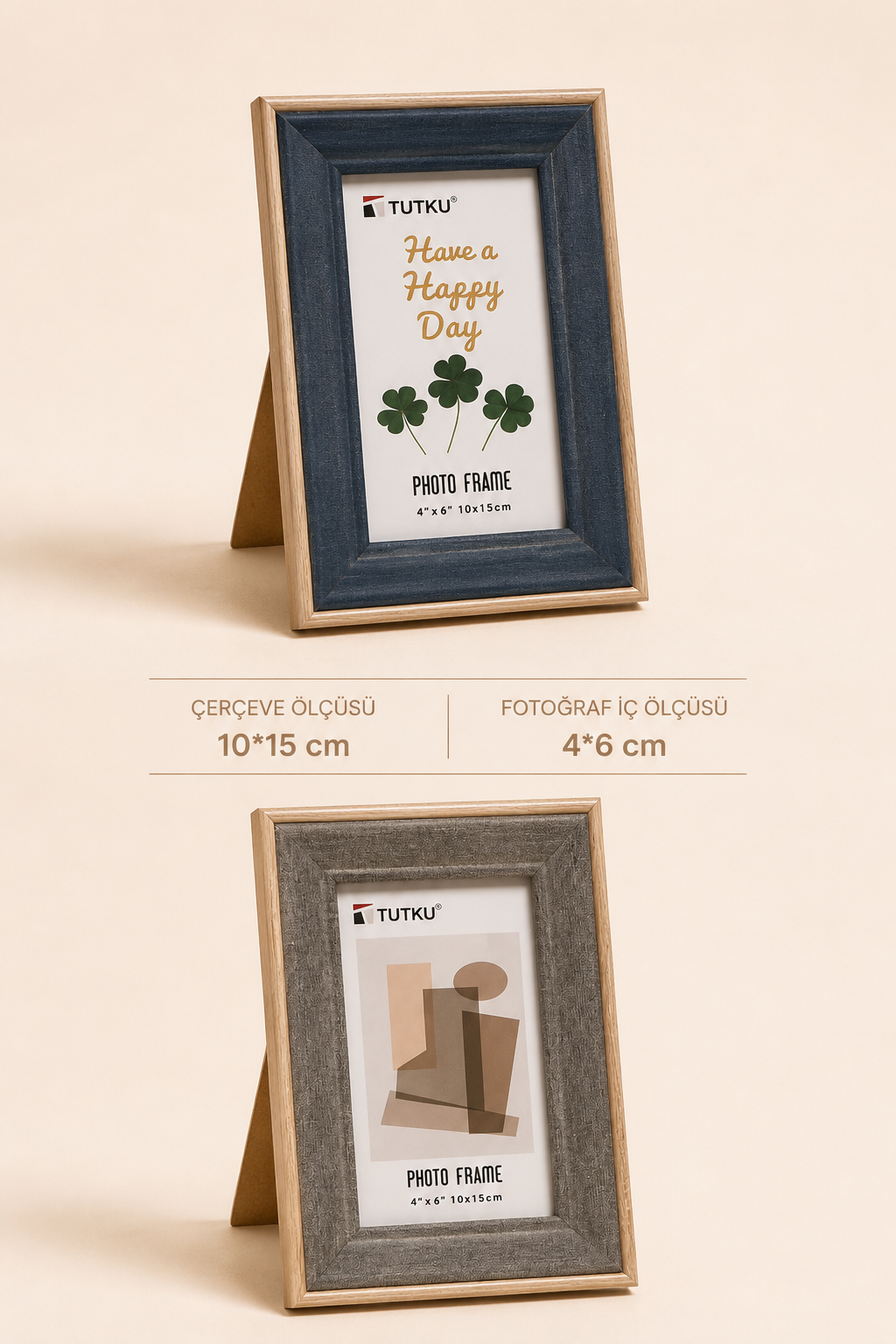Ahşap 2 Renk Çerçeve 10*15 KOD:TUTKU-3456
