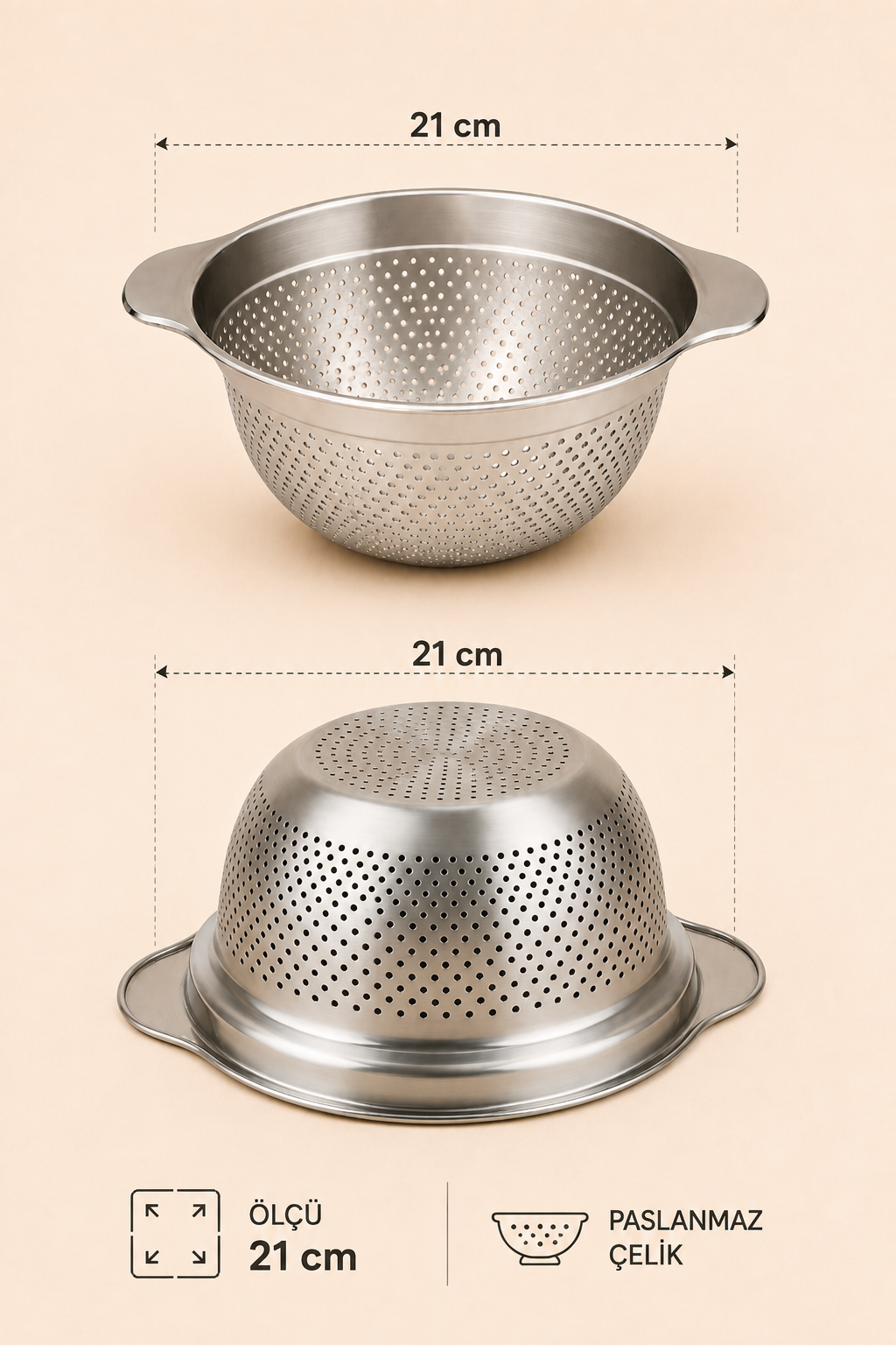 Paslanmaz Çelik Süzgeç 21 Cm KOD: TUTKU-3537