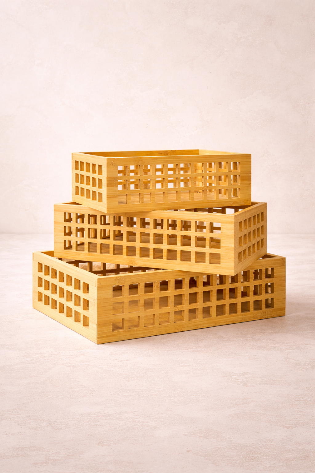 3'lü Bambu Çok Amaçlı Sepet Organizer (33-30-26 Cm) KOD: TUTKU-1579
