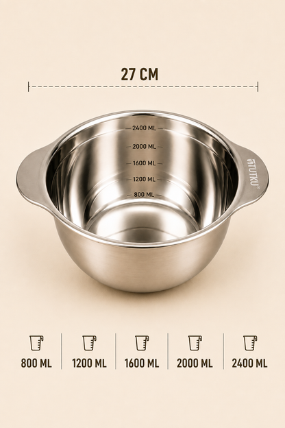 Paslanmaz Çelik 2400 Ml Ölçülü Kap 27 Cm KOD: TUTKU-3531