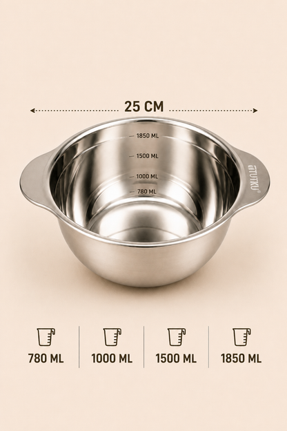 Paslanmaz Çelik 1850 Ml Ölçülü Kap 25 Cm KOD: TUTKU-3523