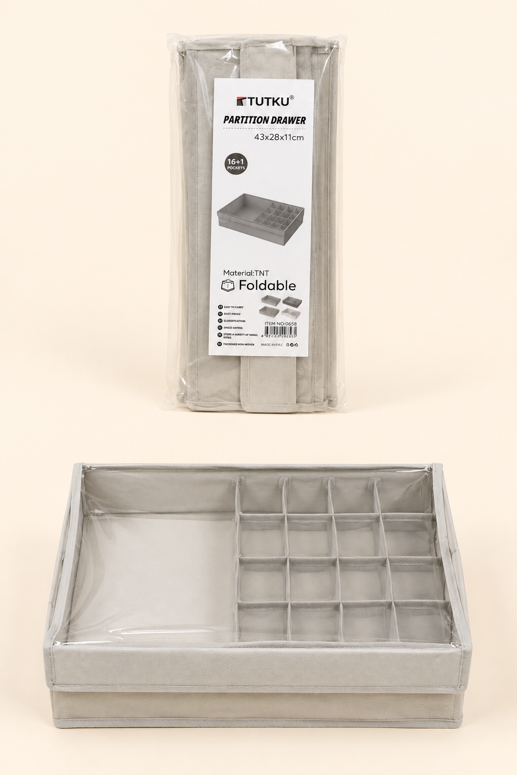 17 Bölmeli Kapak Bez Organizer 43x28x11 Cm KOD: TUTKU-1982