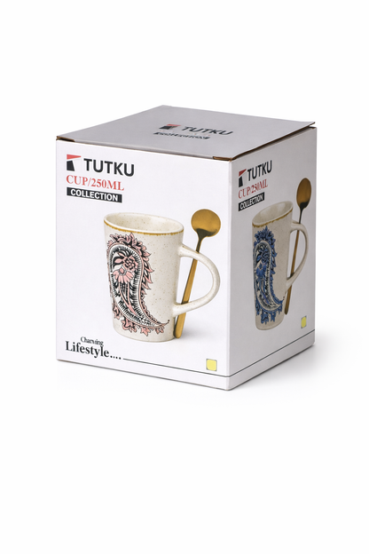 280 Ml Porselen Kaşıklı Kupa KOD: TUTKU-2649