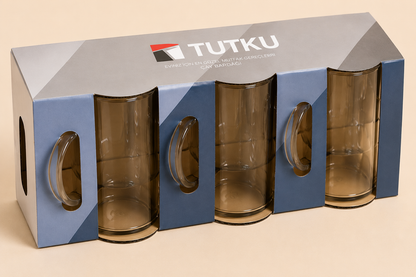 Kulplu 3'lü Termisil Cam Bardak KOD: TUTKU-2117