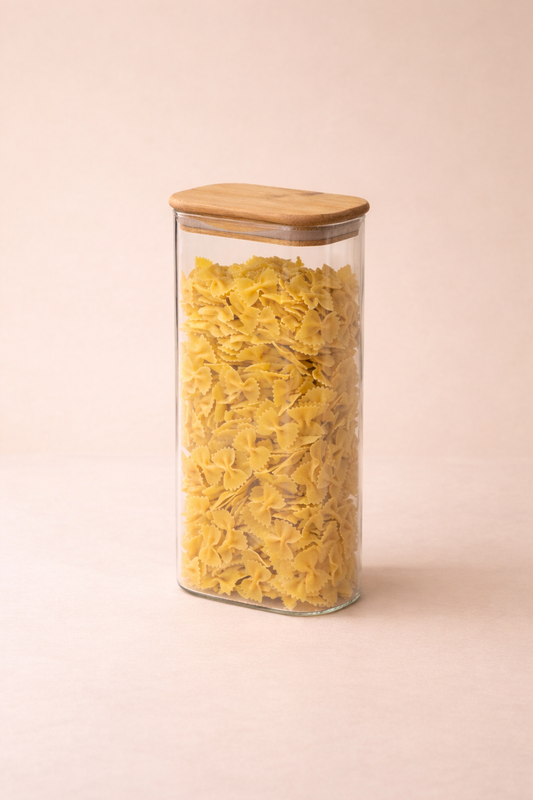 1500 Ml Bambu Kapaklı Cam Kavanoz - (12x8x22 Cm) KOD: HF-8094