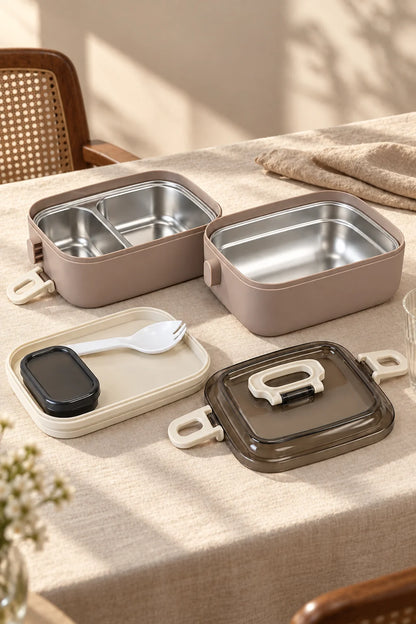 2 Katlı Dikdörtgen Lunch Box 1300 ml*45342*12* TUTKU-3742
