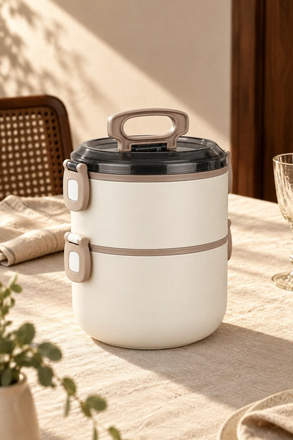 2 Katlı Yuvarlak Lunch Box 1600 ml *45338*12* TUTKU-3741