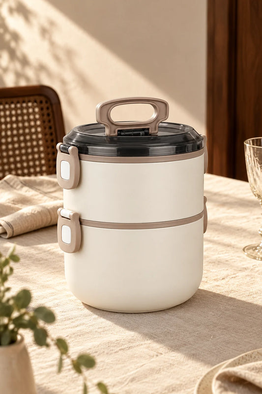 2 Katlı Yuvarlak Lunch Box 1600 ml *45338*12* TUTKU-3741