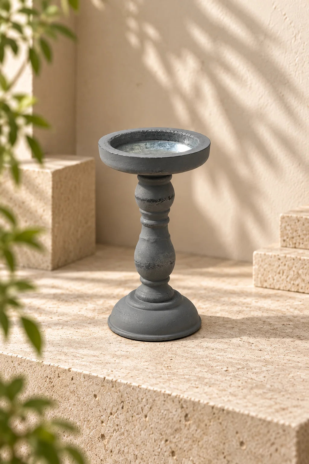 Ahşap Görünümlü Dekoratif Şamdan 19 Cm *45660* KOD: TUTKU-3862