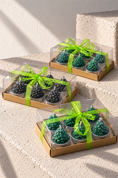 Ofset Kutu 6'lı Yılbaşı Kozalak Mum - (14x9 Cm) *40909* TUTKU-3107
